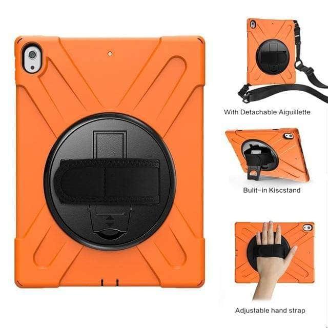 CaseBuddy Casebuddy Orange Strap iPad Pro 12.9 2018 (3rd Generation) Heavy Duty Gladius Full-Body Rugged Protective Case