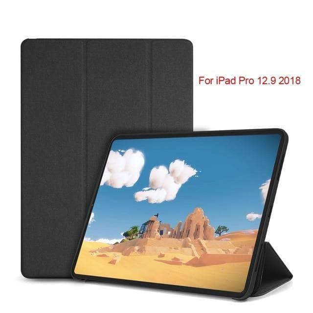 iPad Pro 12.9 2018 WOWCASE Leather Look Ultra Slim Back Tri-fold Magnetic Flip Smart Tablet Cover - CaseBuddy