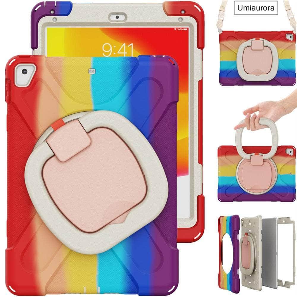 Casebuddy Rainbow Red / IPad Pro 12.9 2022 iPad Pro 12.9 2022 360 Rotation Handle Kickstand Case