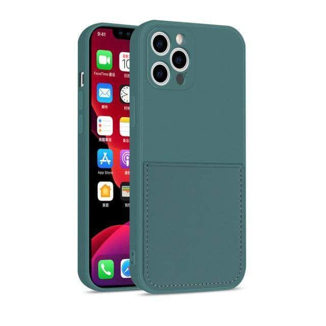 CaseBuddy Australia Casebuddy For iphone 13 / Dark green iPhone 13 & 13 Pro Liquid Silicone Case With Card Holder