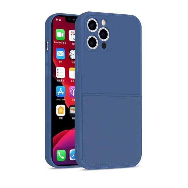 CaseBuddy Australia Casebuddy For iphone 13 / Blue iPhone 13 & 13 Pro Liquid Silicone Case With Card Holder