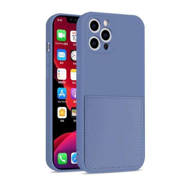 CaseBuddy Australia Casebuddy For iphone 13 / Lavender Grey iPhone 13 & 13 Pro Liquid Silicone Case With Card Holder
