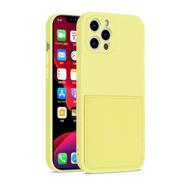 CaseBuddy Australia Casebuddy For iphone 13 / Yellow iPhone 13 & 13 Pro Liquid Silicone Case With Card Holder