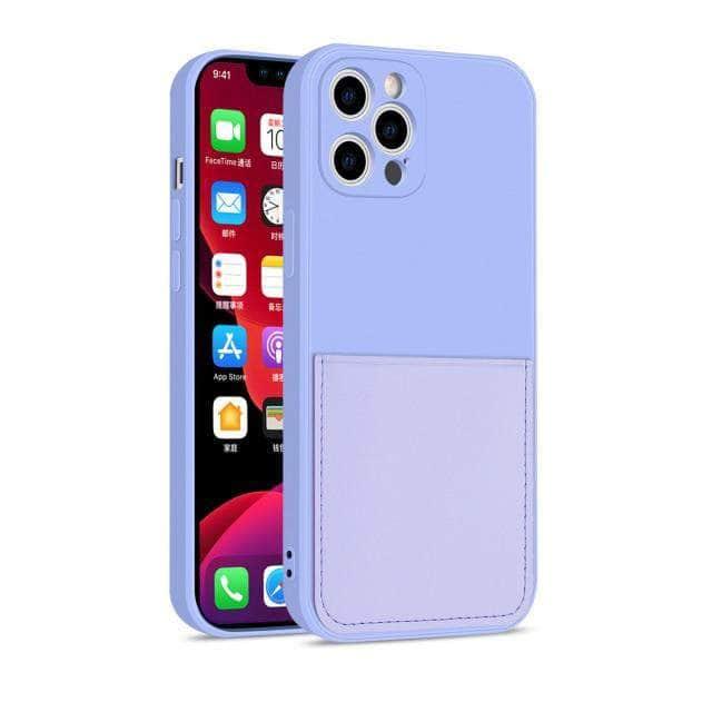 CaseBuddy Australia Casebuddy For iphone 13 / Purple iPhone 13 & 13 Pro Liquid Silicone Case With Card Holder