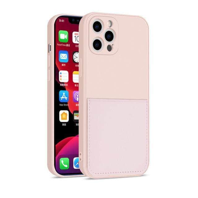 CaseBuddy Australia Casebuddy For iphone 13 / Pink iPhone 13 & 13 Pro Liquid Silicone Case With Card Holder