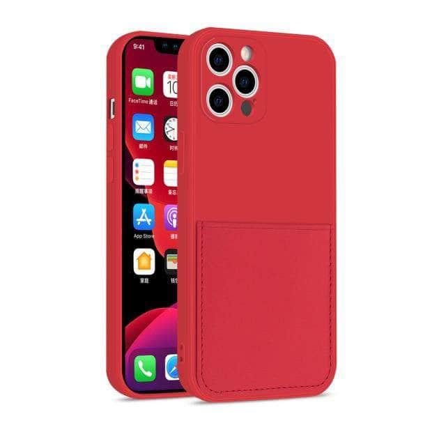CaseBuddy Australia Casebuddy For iphone 13 / Red iPhone 13 & 13 Pro Liquid Silicone Case With Card Holder