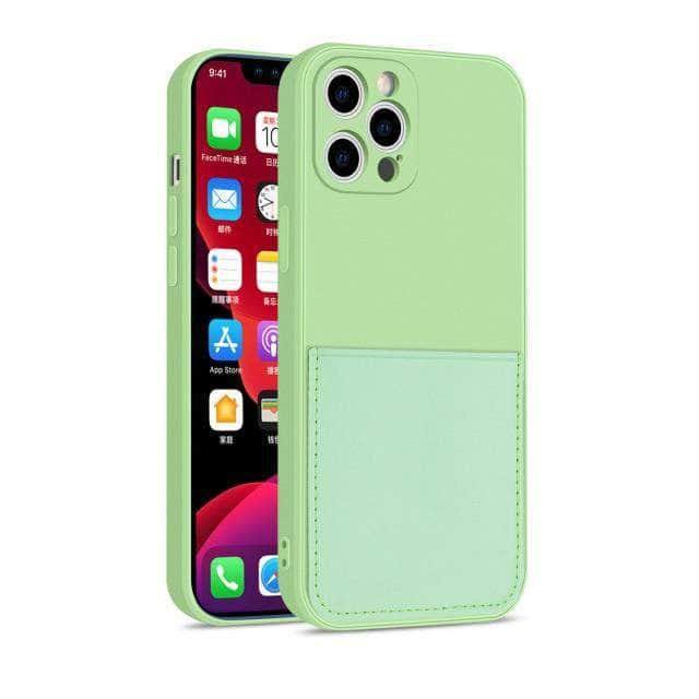 CaseBuddy Australia Casebuddy For iphone 13 / Green iPhone 13 & 13 Pro Liquid Silicone Case With Card Holder