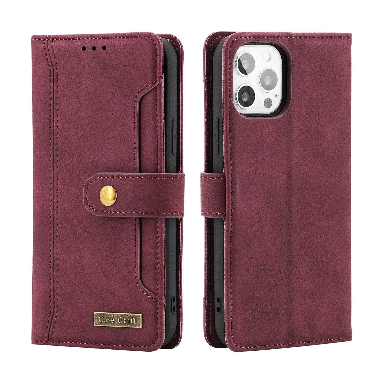Casebuddy Winered / iPhone 14 Max iPhone 14 Max Wallet Leather Card Slot Case