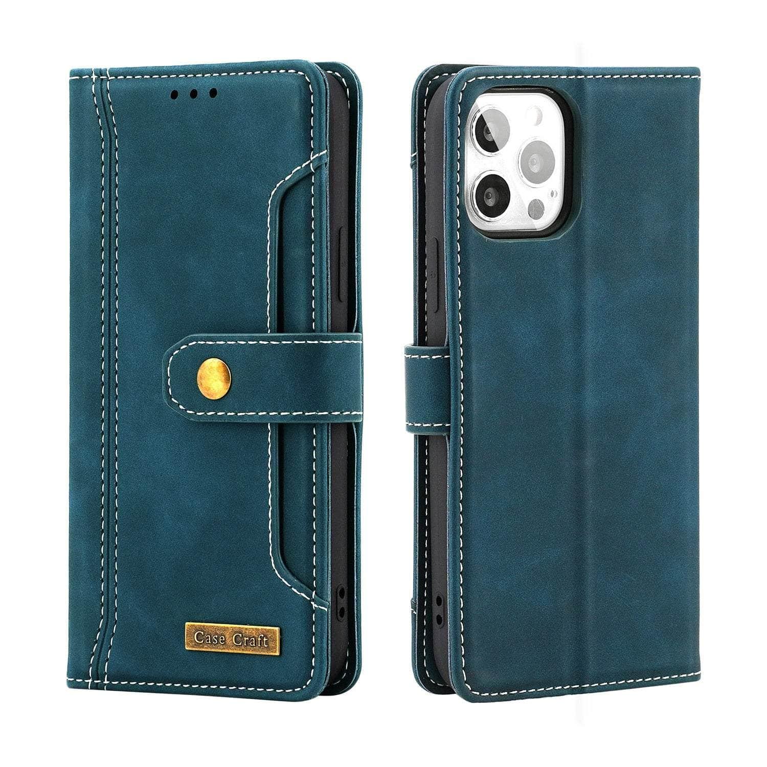 Casebuddy Green / iPhone 14 Max iPhone 14 Max Wallet Leather Card Slot Case