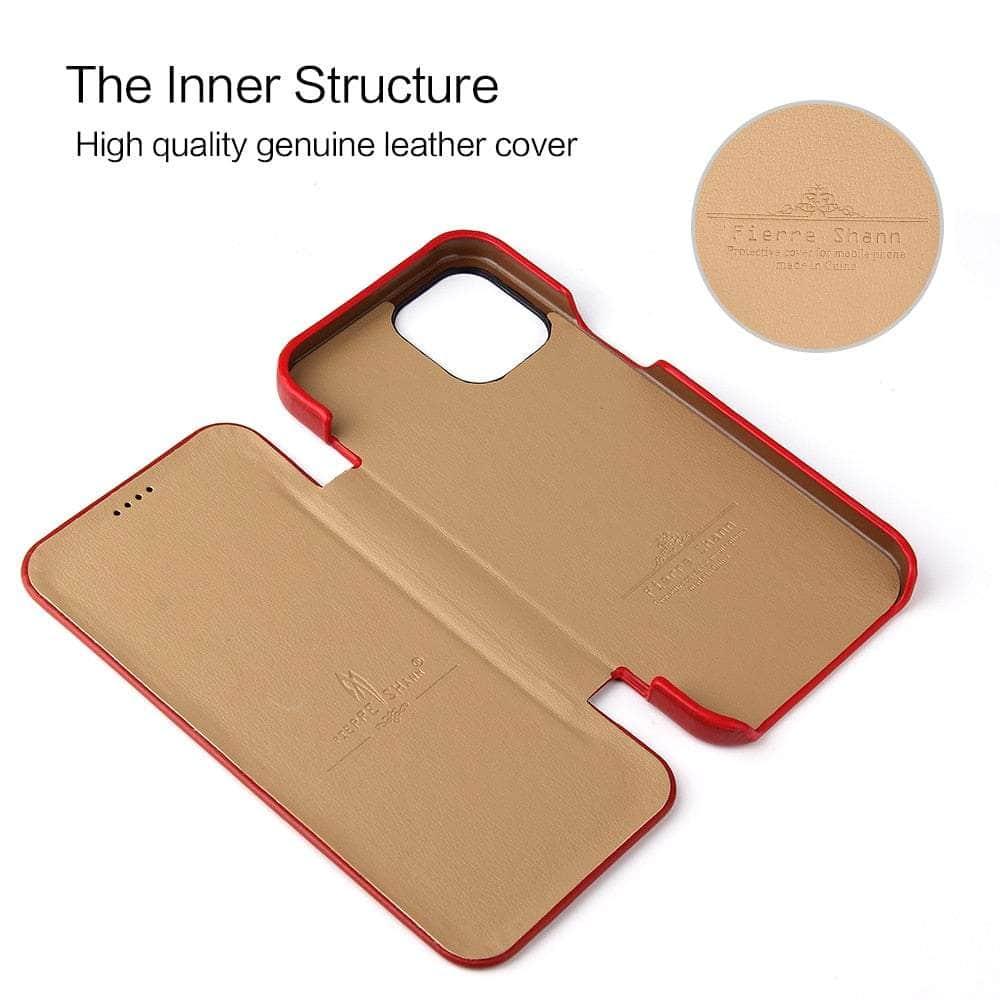 Casebuddy iPhone 14 Plus Genuine Leather Magnet Flip Case