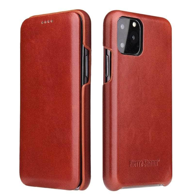 Casebuddy Auburn / iPhone 14 Plus iPhone 14 Plus Genuine Leather Magnet Flip Case