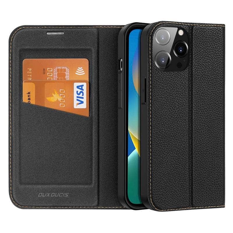 Casebuddy Black Case / For iPhone 14 Plus iPhone 14 Plus Magnetic Folio Leather Flip Wallet Stand