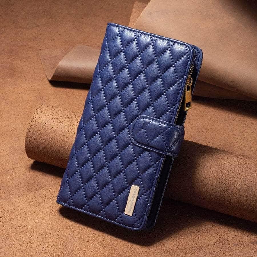 Casebuddy Blue / iPhone 14 Pro Max iPhone 14 Pro Max Flip Zipper Leather Case