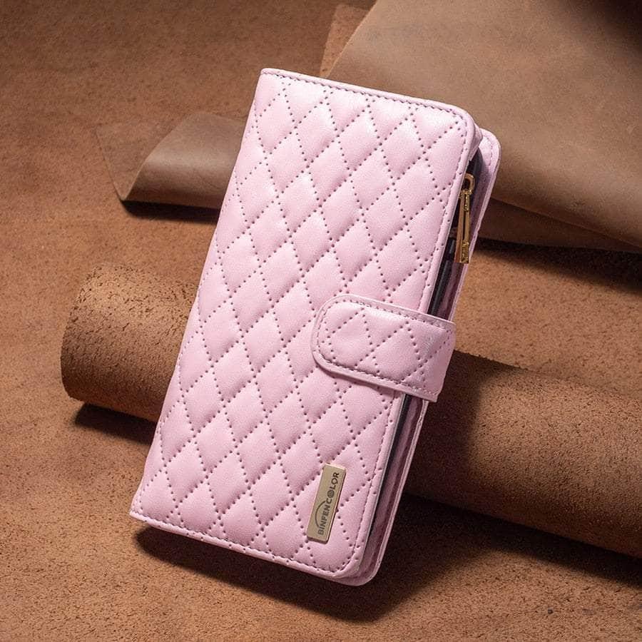 Casebuddy Pink / iPhone 14 Pro Max iPhone 14 Pro Max Flip Zipper Leather Case