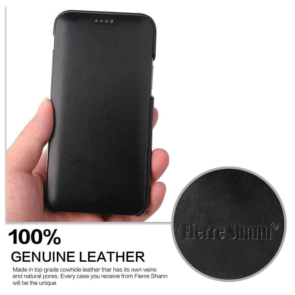 Casebuddy iPhone 14 Pro Max Genuine Leather Magnet Flip Case