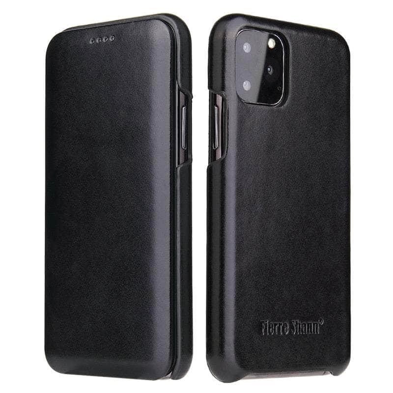 Casebuddy Black / iPhone14 Pro Max iPhone 14 Pro Max Genuine Leather Magnet Flip Case