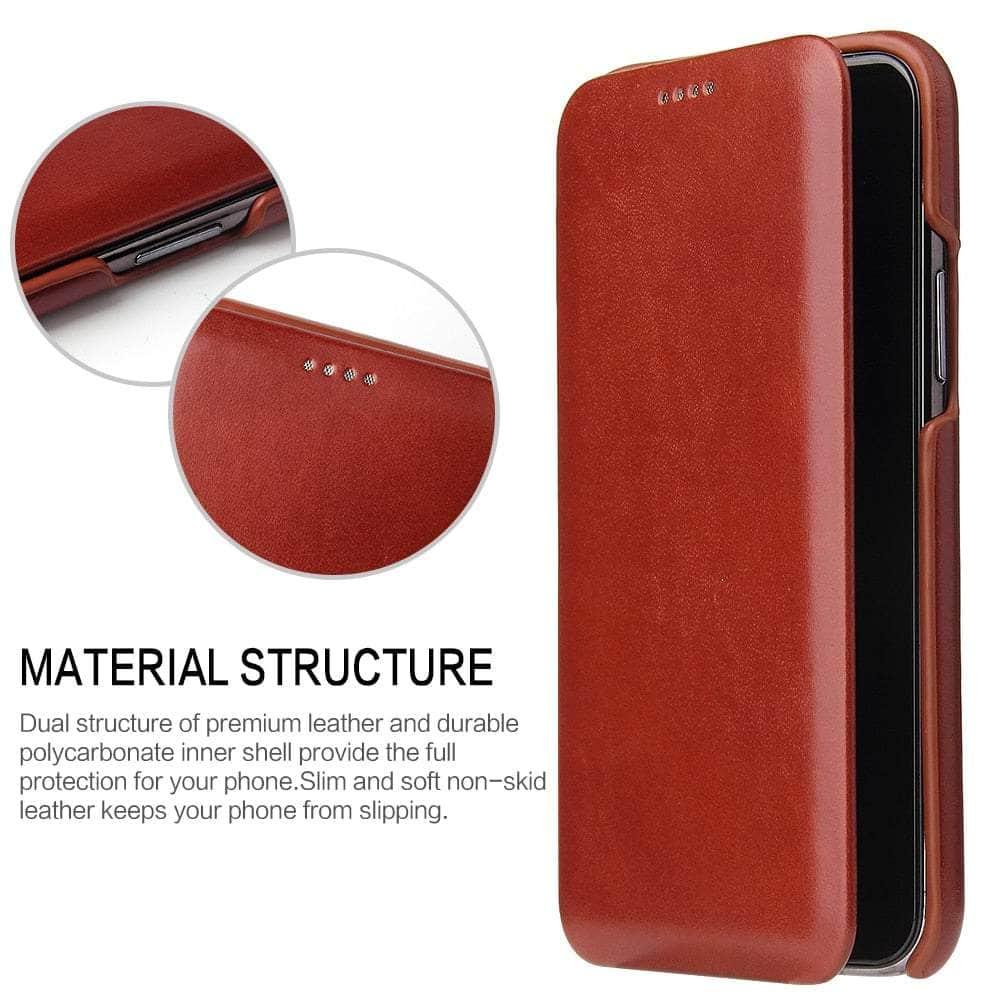 Casebuddy iPhone 14 Pro Max Genuine Leather Magnet Flip Case