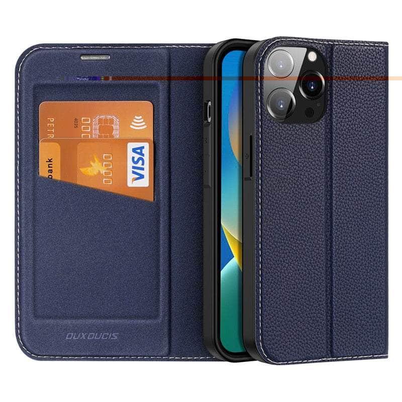 Casebuddy Blue Case / For iPhone14 Pro Max iPhone 14 Pro Max Magnetic Folio Leather Flip Wallet Stand