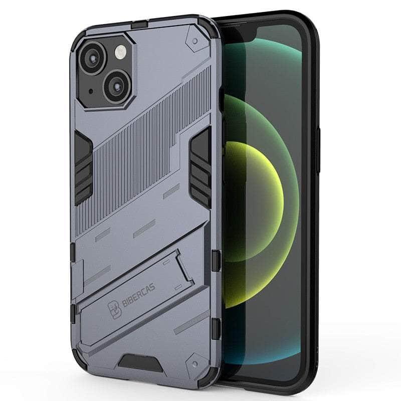 Casebuddy Gray / For iPhone 14 ProMax iPhone 14 Pro Max Shockproof Punk Armour Kickstand Bumper