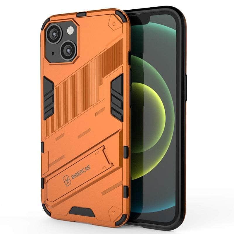 Casebuddy Orange / For iPhone 14 ProMax iPhone 14 Pro Max Shockproof Punk Armour Kickstand Bumper