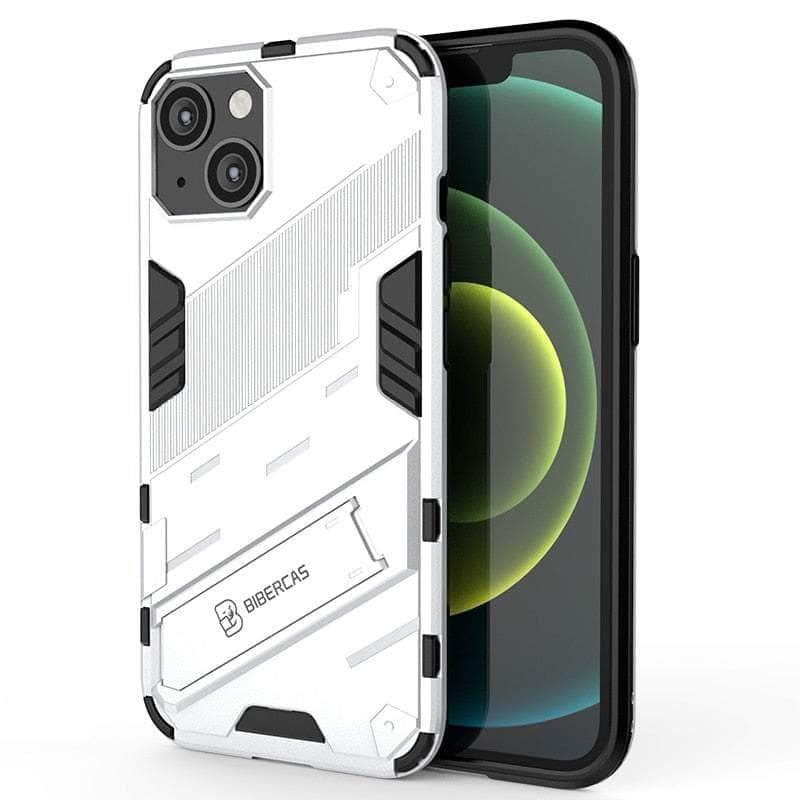 Casebuddy White / For iPhone 14 ProMax iPhone 14 Pro Max Shockproof Punk Armour Kickstand Bumper