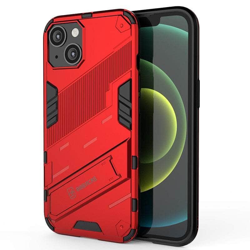 Casebuddy Red / For iPhone 14 ProMax iPhone 14 Pro Max Shockproof Punk Armour Kickstand Bumper