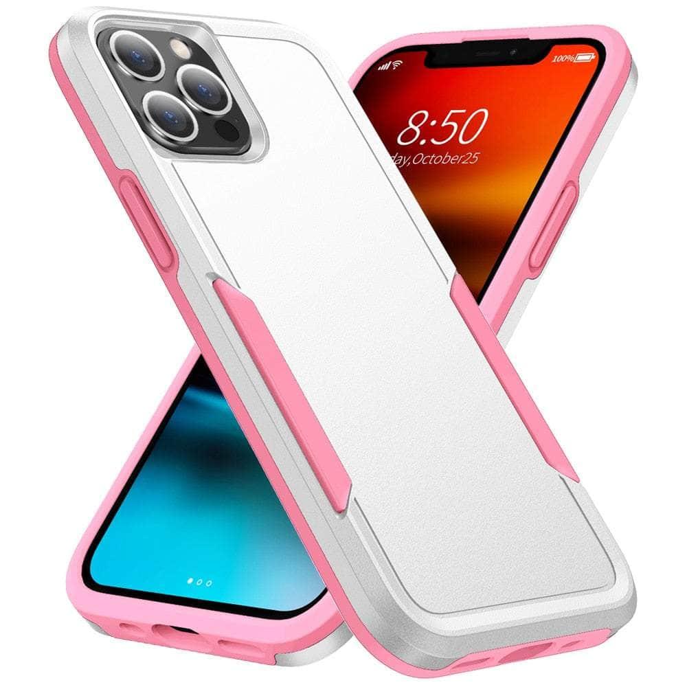 Casebuddy White N Pink / for iPhone14 Pro Max iPhone 14 Pro Max Sturdy Heavy Duty Hybrid Armor Case