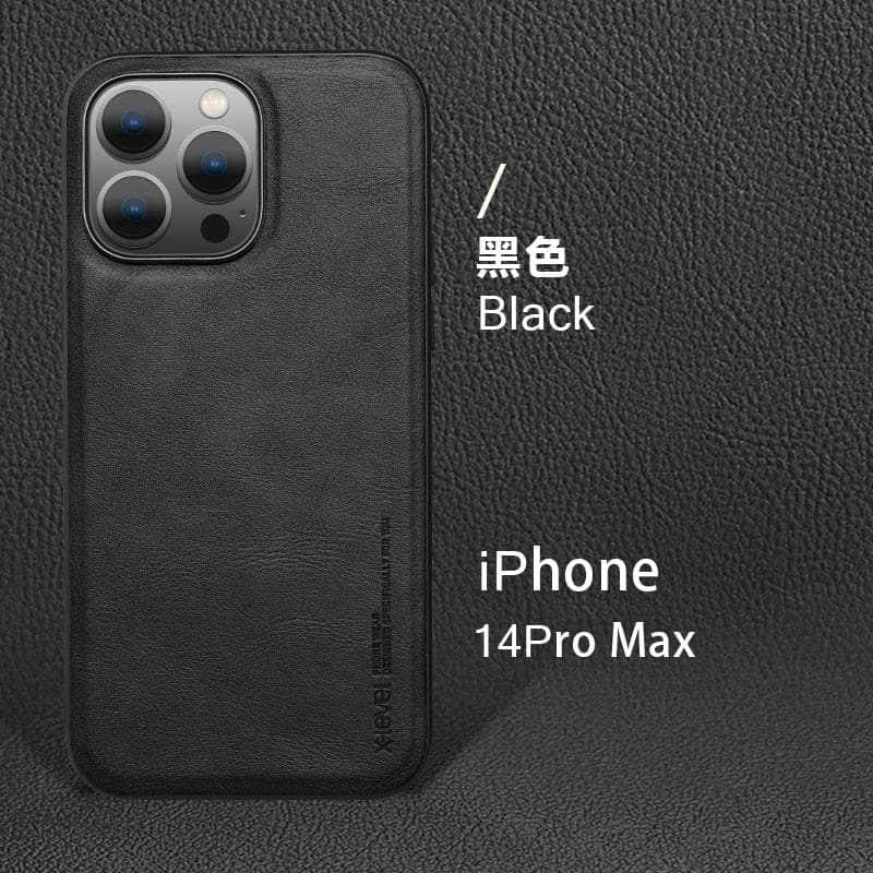Casebuddy Black / For Iphone 14 ProMax iPhone 14 Pro Max Vintage Leather TPU Cover