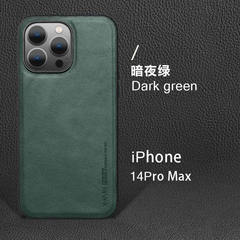 Casebuddy Green / For Iphone 14 ProMax iPhone 14 Pro Max Vintage Leather TPU Cover