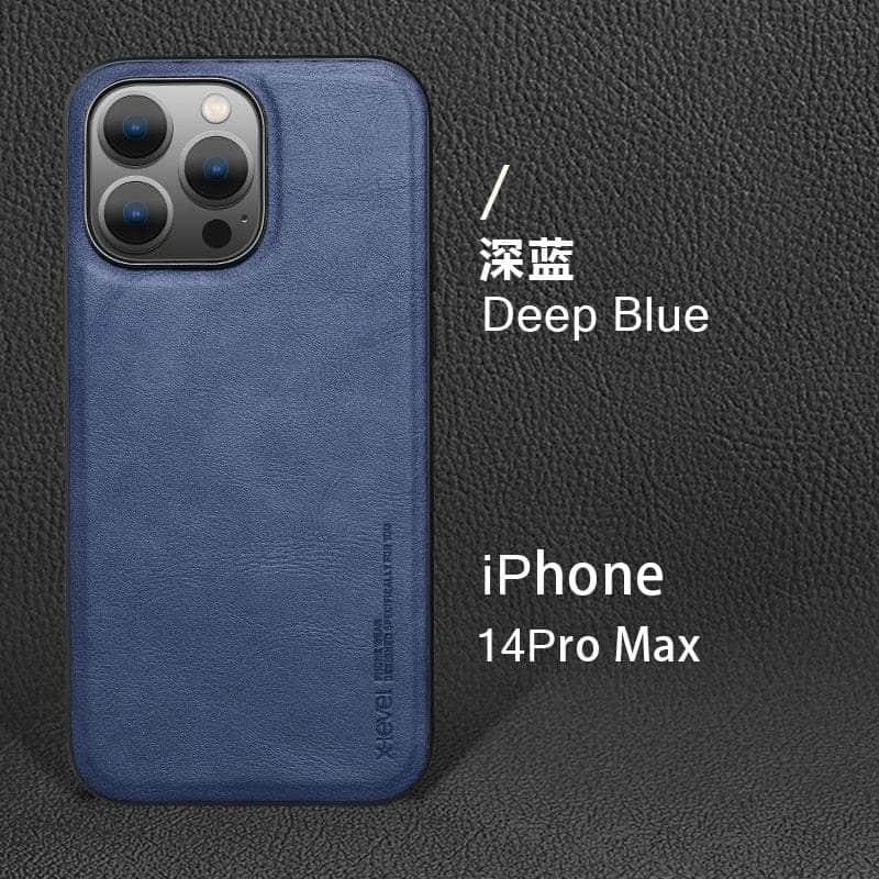Casebuddy Blue / For Iphone 14 ProMax iPhone 14 Pro Max Vintage Leather TPU Cover