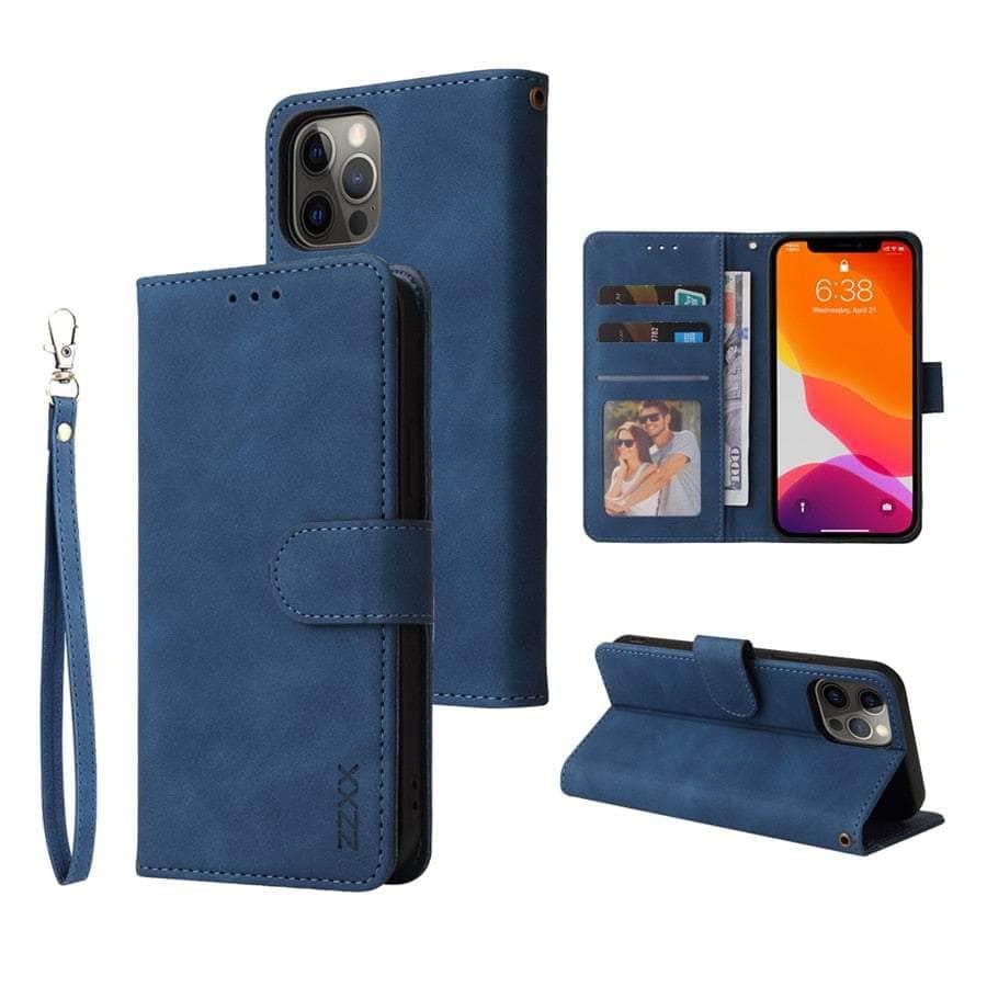Casebuddy Blue / iPhone 14 Pro Max iPhone 14 Pro Max Wallet Lanyard Credit Card Case
