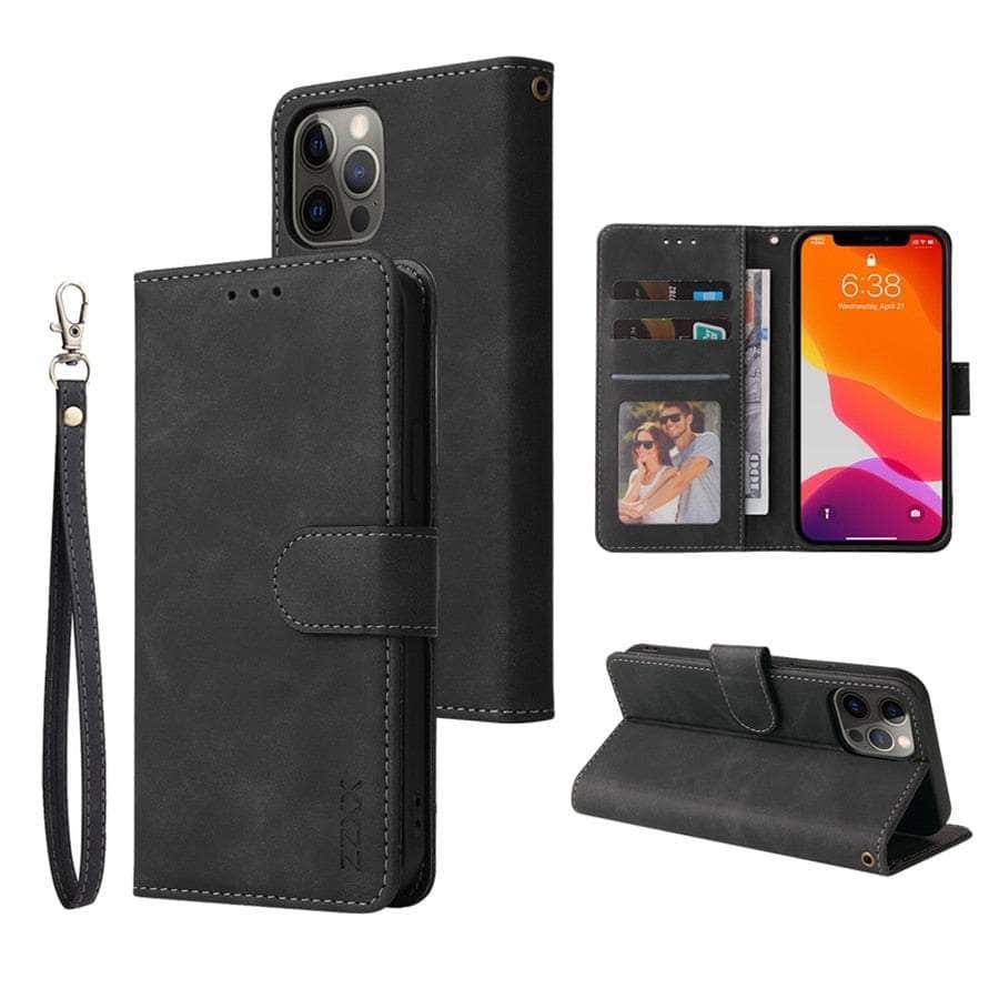 Casebuddy Black / iPhone 14 Pro Max iPhone 14 Pro Max Wallet Lanyard Credit Card Case
