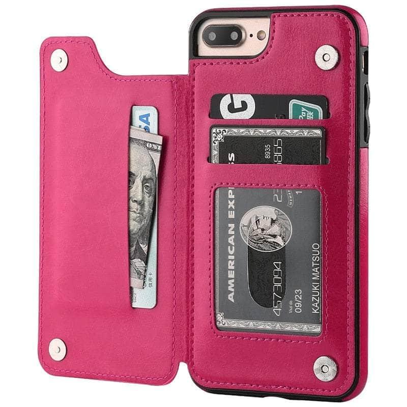 Casebuddy Phone 14 Pro(6.1) / Rose Red iPhone 14 Pro Slim Fit Leather Wallet Card Slots Flip Case