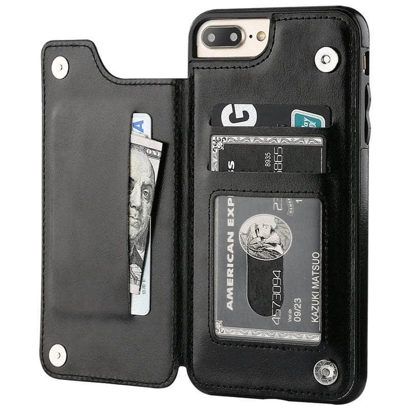 Casebuddy Phone 14 Pro(6.1) / Black iPhone 14 Pro Slim Fit Leather Wallet Card Slots Flip Case