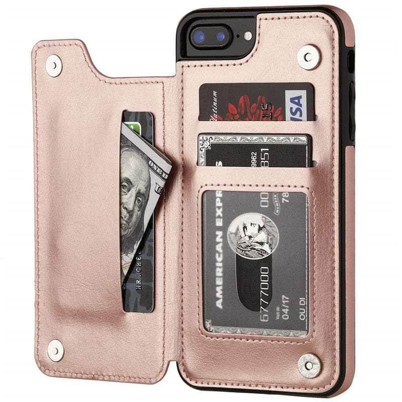 Casebuddy Phone 14 Pro(6.1) / Rose Gold iPhone 14 Pro Slim Fit Leather Wallet Card Slots Flip Case