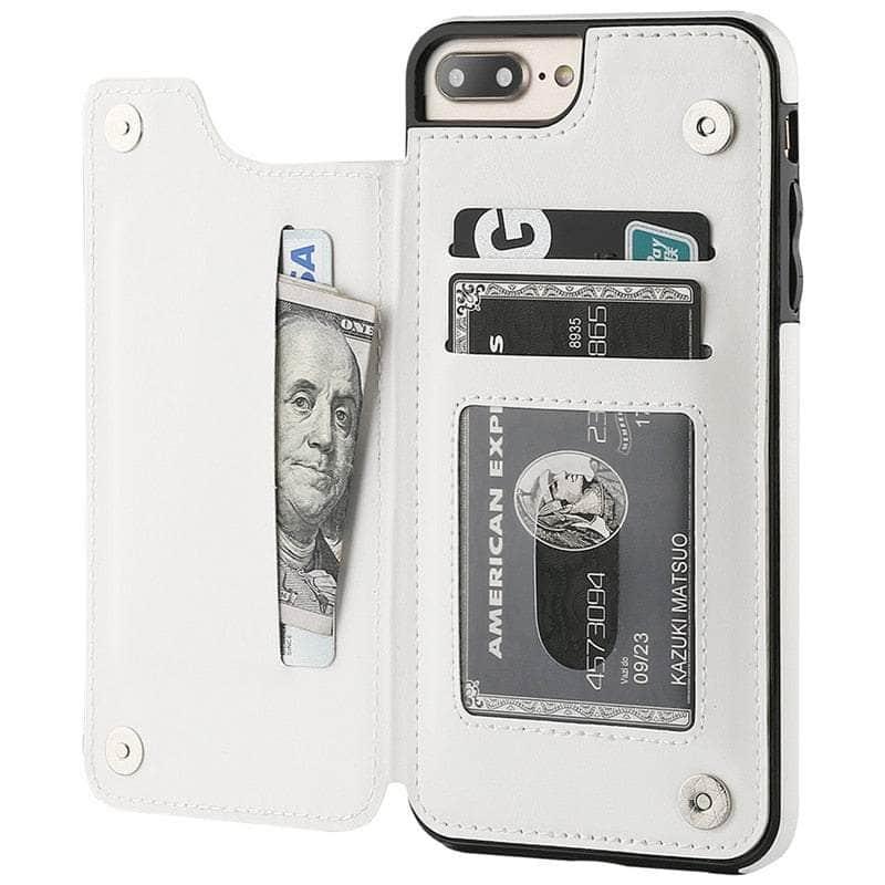 Casebuddy Phone 14 Pro(6.1) / White iPhone 14 Pro Slim Fit Leather Wallet Card Slots Flip Case