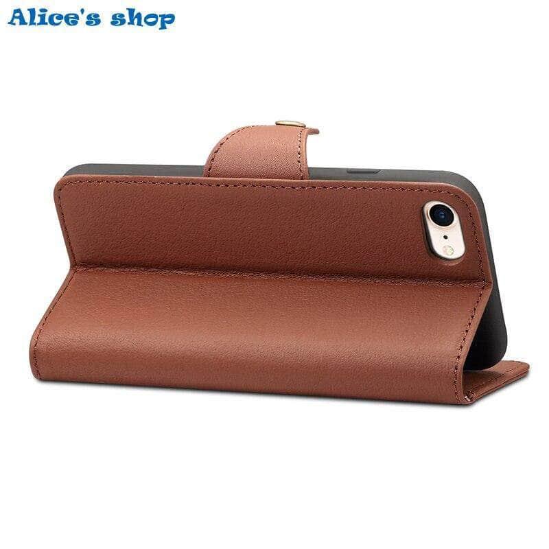 iPhone SE 2020 Luxury Soft Touch Genuine Leather Wallet Case - CaseBuddy