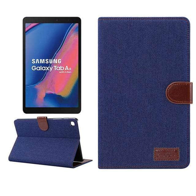 Leather Jean Samsung Galaxy Tab A 8.0 2019 S Pen P200 P205 SM-P200 SM-P205 Case Auto Sleep Wake Smart Case Cover - CaseBuddy