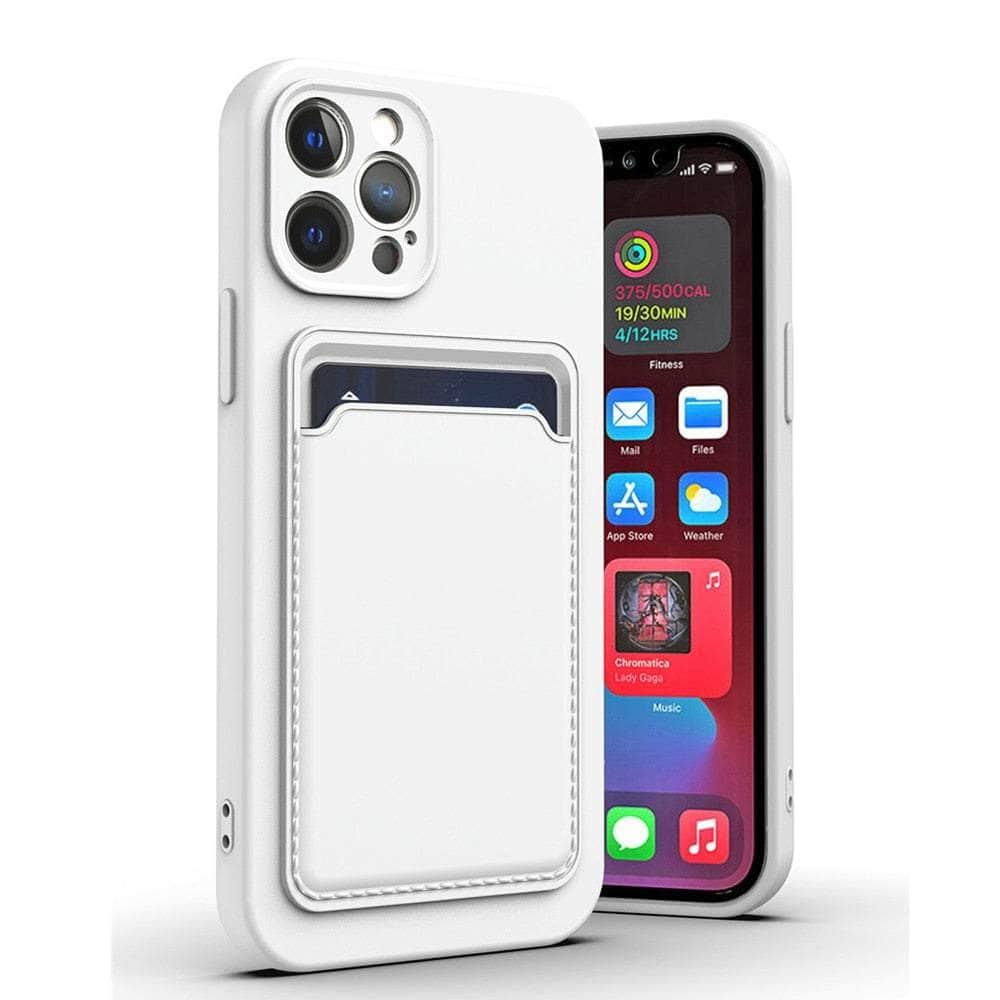 Casebuddy for iP 14 Pro Max / White Liquid Silicone iPhone 14 Pro Max Wallet Case