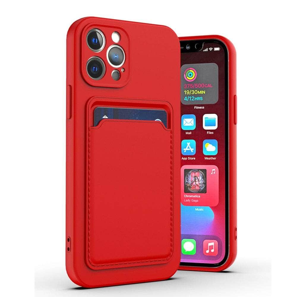 Casebuddy for iP 14 Pro Max / Red Liquid Silicone iPhone 14 Pro Max Wallet Case