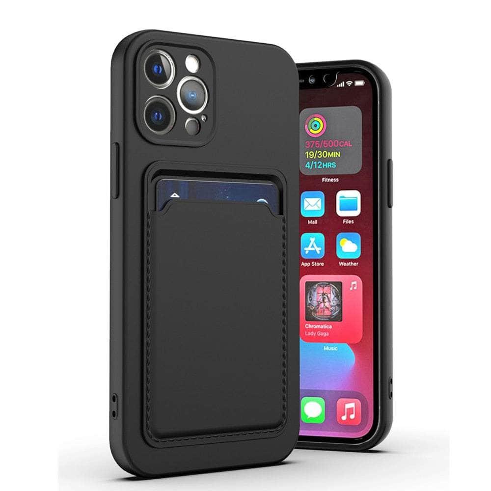 Casebuddy for iP 14 Pro Max / Black Liquid Silicone iPhone 14 Pro Max Wallet Case