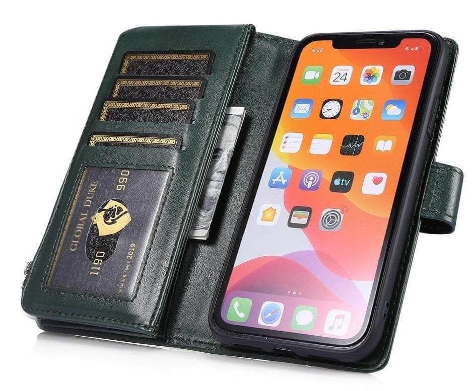 CaseBuddy Australia Casebuddy Luxury Business Leather Zipper Wallet iPhone 12 Card Slots Case