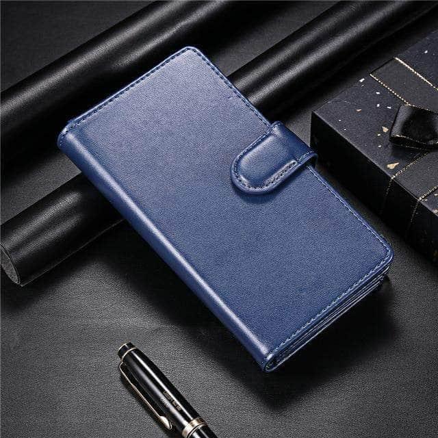 CaseBuddy Australia Casebuddy For iPhone 12 / Blue Luxury Business Leather Zipper Wallet iPhone 12 Card Slots Case