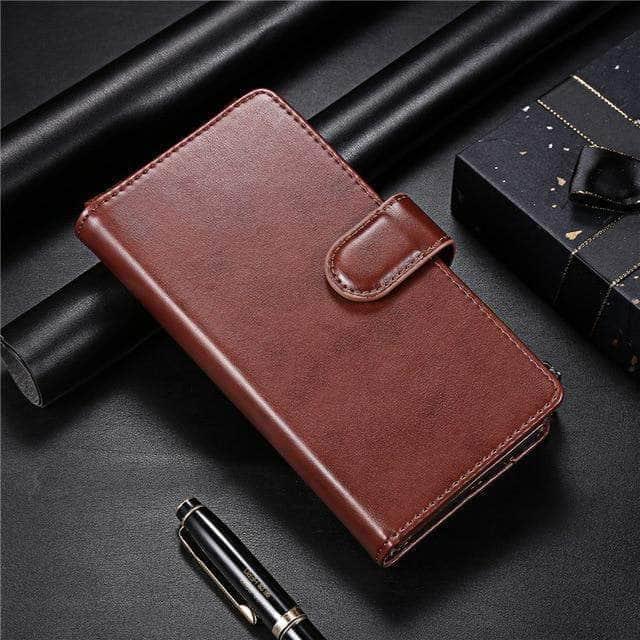 CaseBuddy Australia Casebuddy For iPhone 12 Mini / Brown Luxury Business Leather Zipper Wallet iPhone 12 Card Slots Case