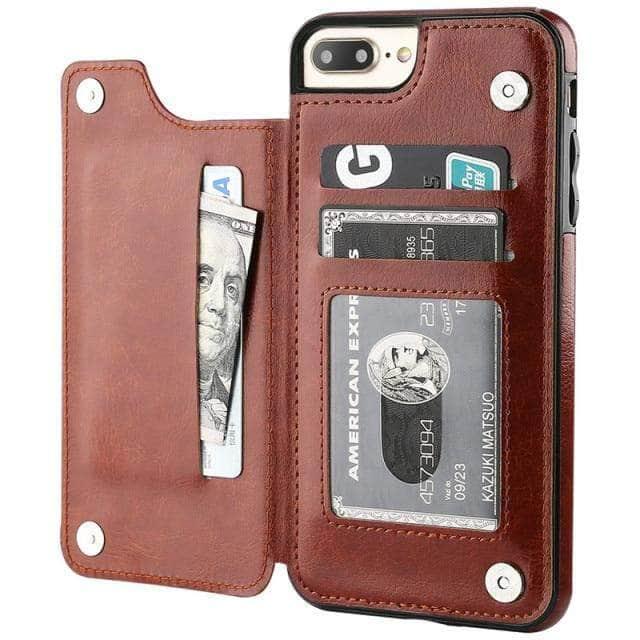 CaseBuddy Australia Casebuddy for iPhone 13 / Brown Luxury Slim iPhone 13 & 13 Pro Wallet Card Slots Case