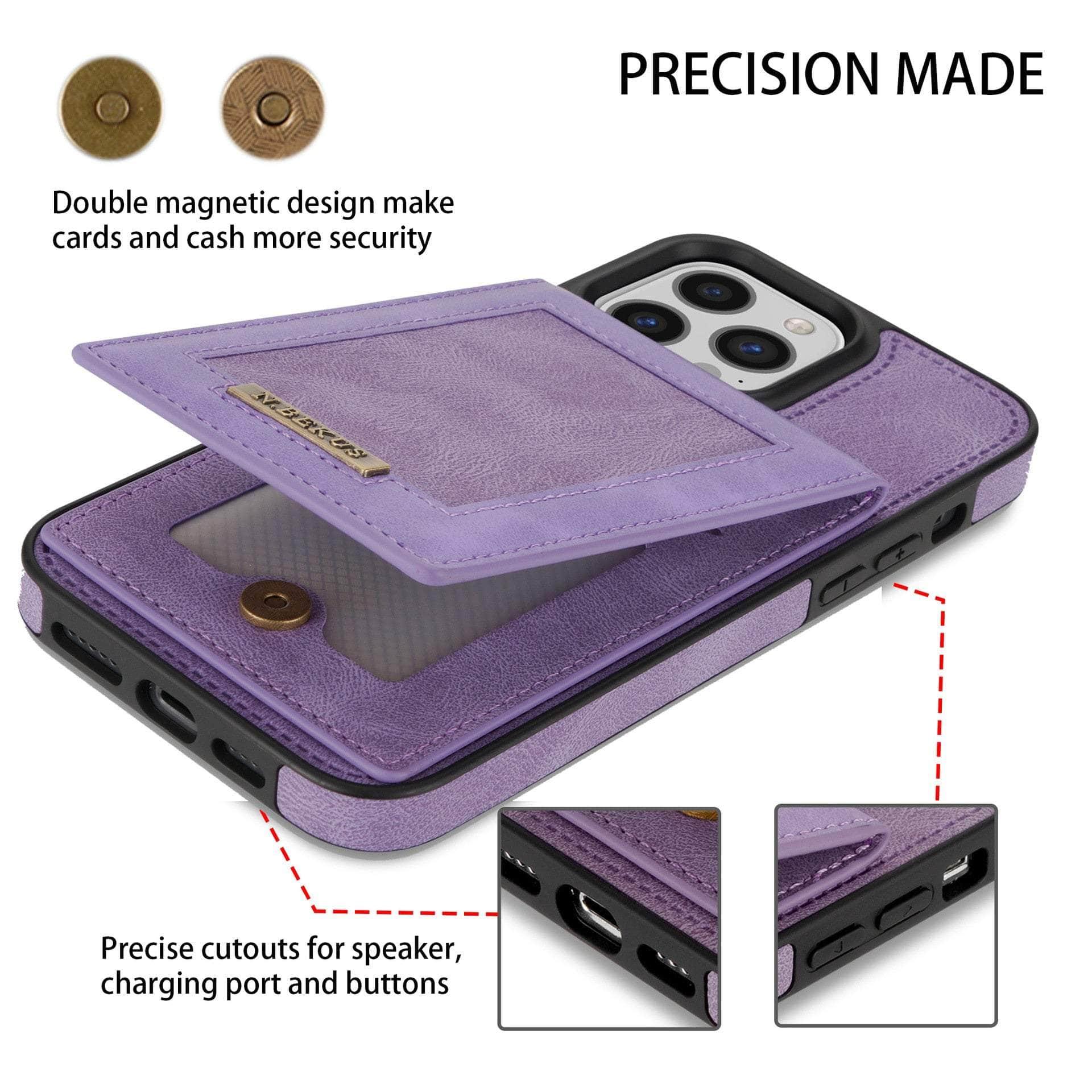 Casebuddy Luxury Vegan Leather iPhone 14 Pro Max Wallet Card Slots Holder