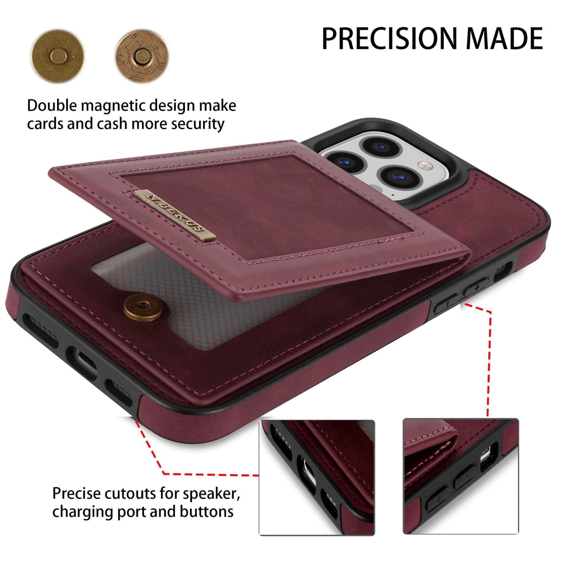 Casebuddy Luxury Vegan Leather iPhone 14 Wallet Card Slots Holder