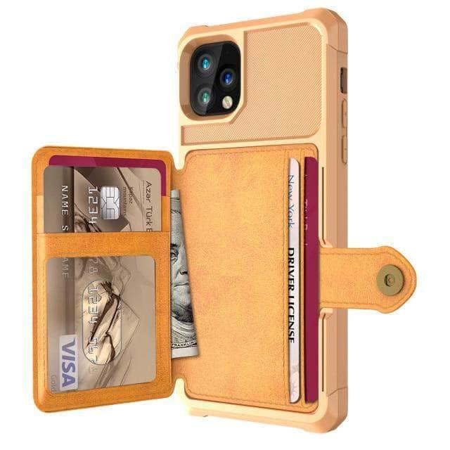 CaseBuddy Australia Casebuddy for iPhone 13 / Yellow Luxury Wallet iPhone 13 & 13 Pro Cards Case