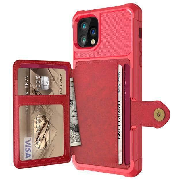 CaseBuddy Australia Casebuddy for iPhone 13 / Red Luxury Wallet iPhone 13 & 13 Pro Cards Case