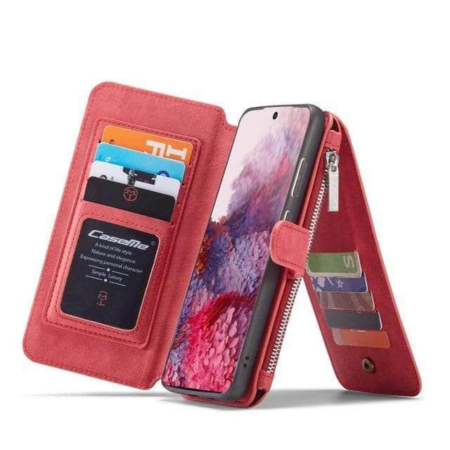 CaseBuddy Australia Casebuddy S21 Plus / Red Magnetic Detachable PU Leather Galaxy S21 Case